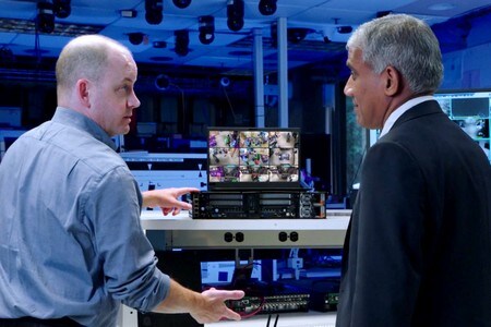 sensormatic engineers discussing computer vision and ai running on lenovo server hardware powered by intel chips